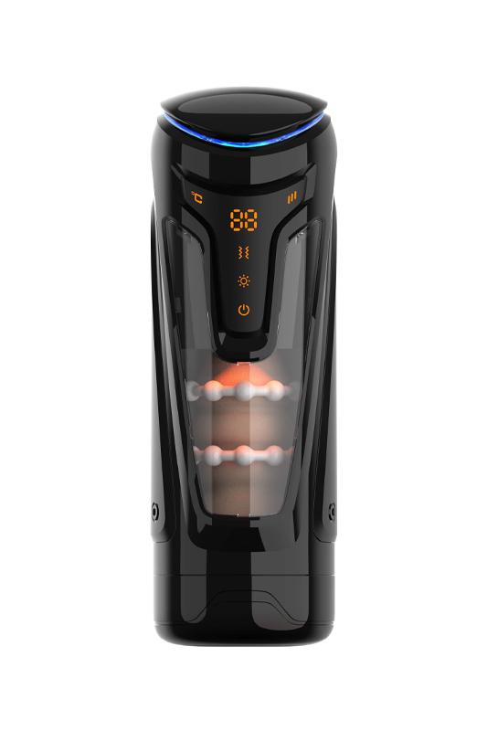 Мега мастурбатор с вибрацией, подогревом, возвратно-поступательными движениями "Amovibe Warrior" черный 